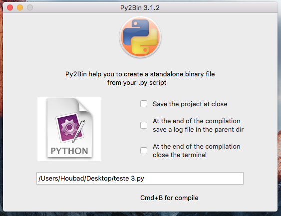 Python file to executable and dmg download